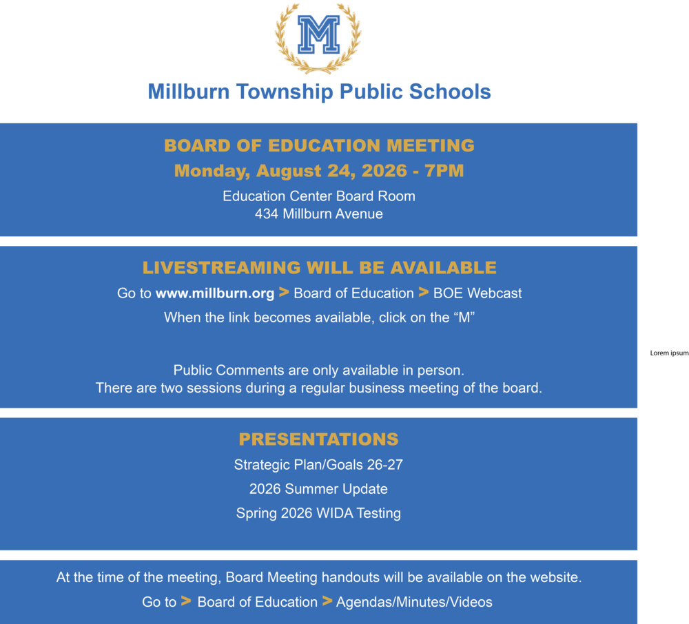 Board of Education Meeting 8/24/26