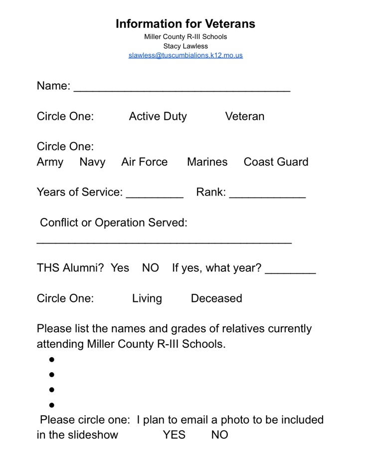 veterans form