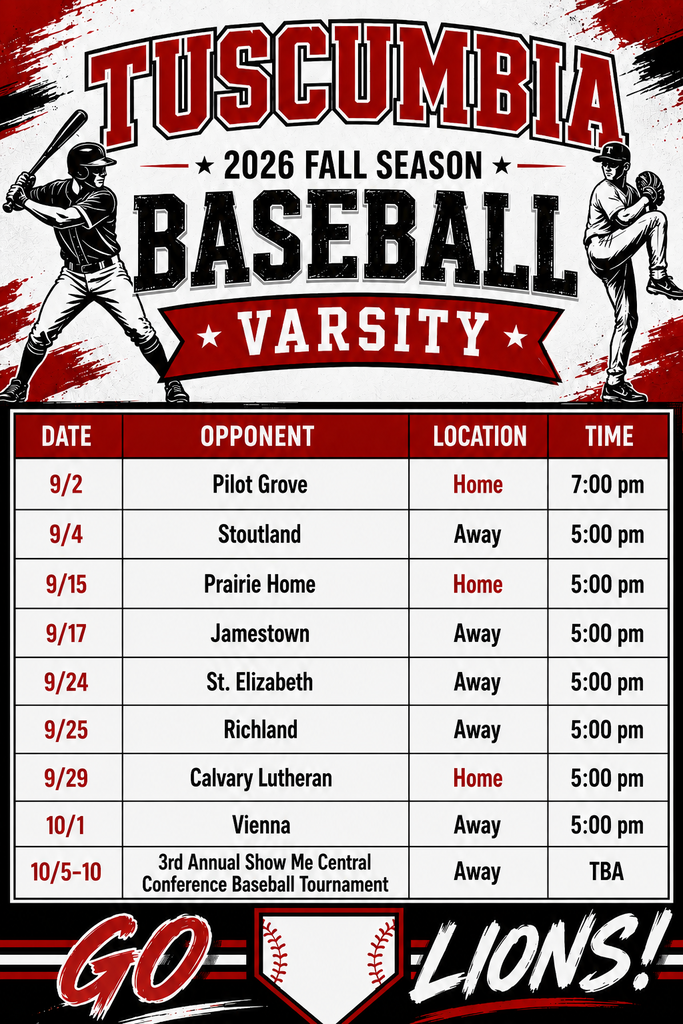 Fall baseball schedule