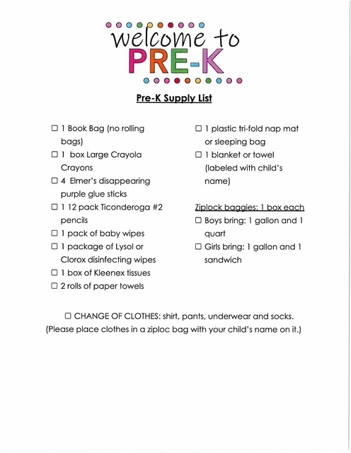School Supply List