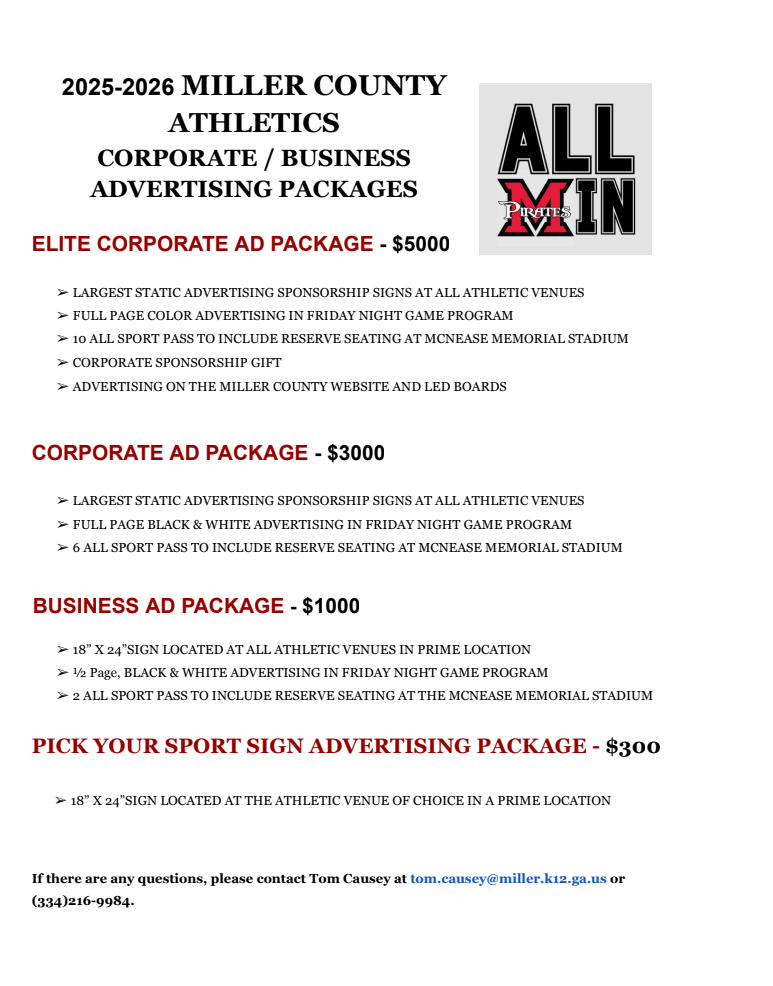 Athletic Sponsor information