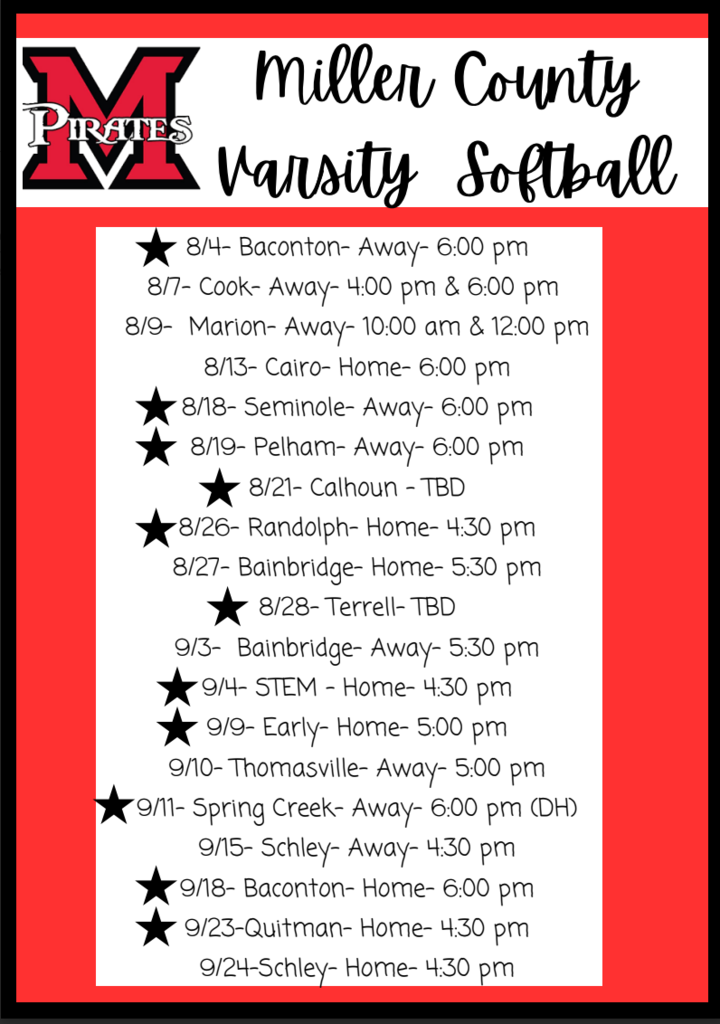 Varsity Softball Schedule