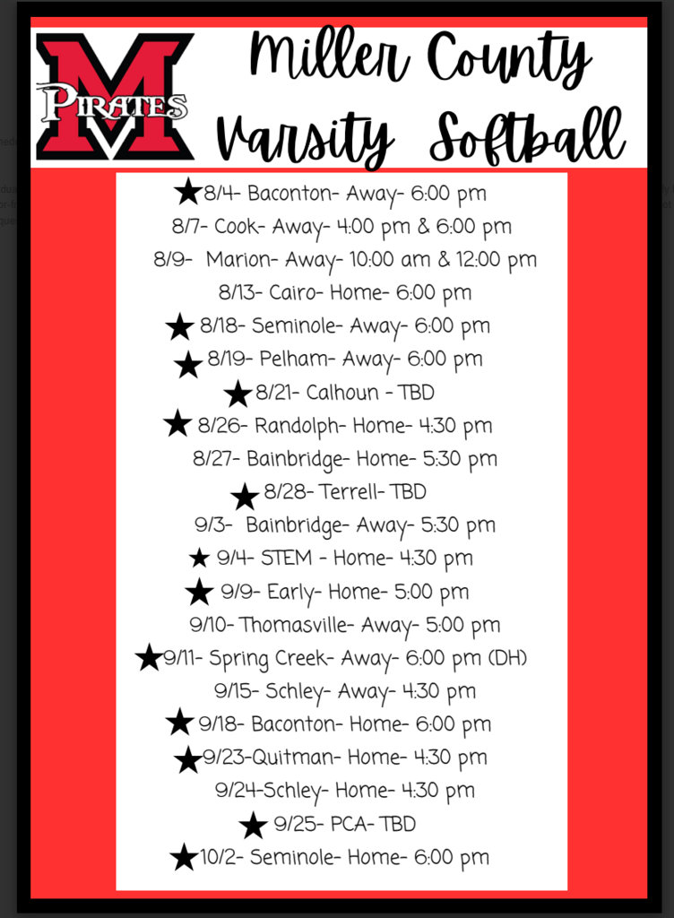 softball schedules