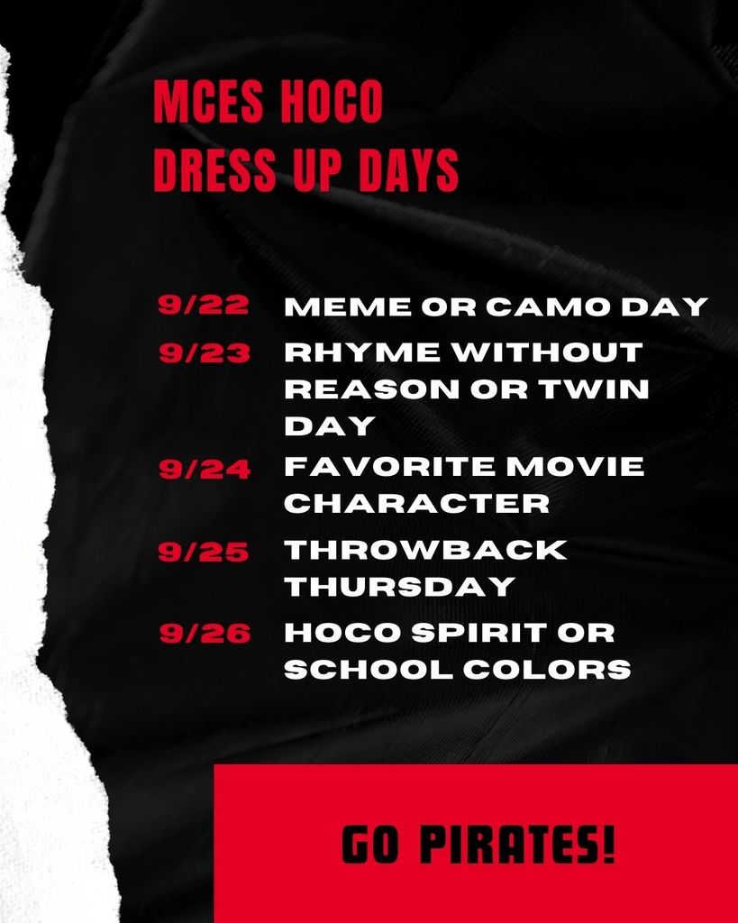 2025 MCES HOCO Dress Up Days