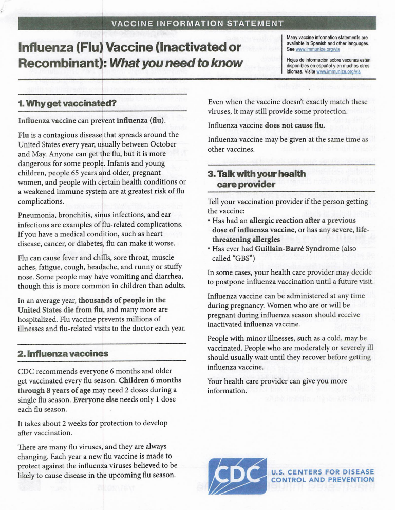 flu vaccine info