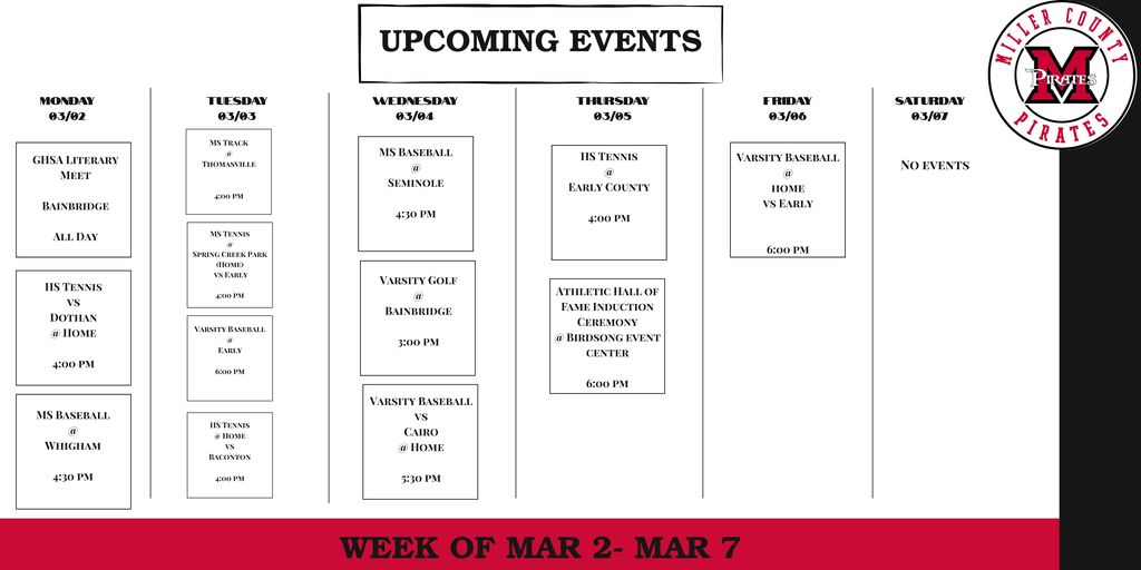 events for the week