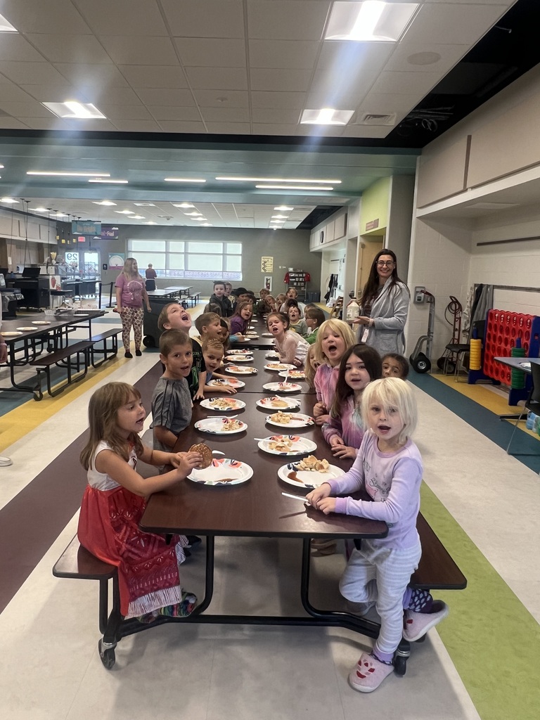Mrs. Miller's students enjoying pancakes in their pajamas!