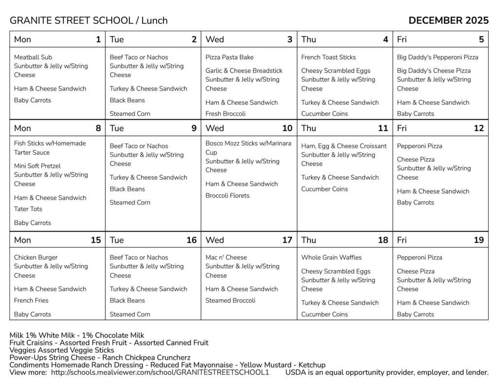 Granite Street December 25 Lunch