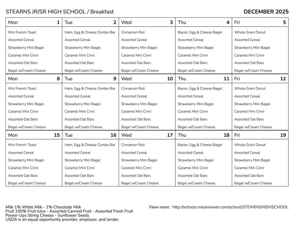 Stearns December 25 Breakfast