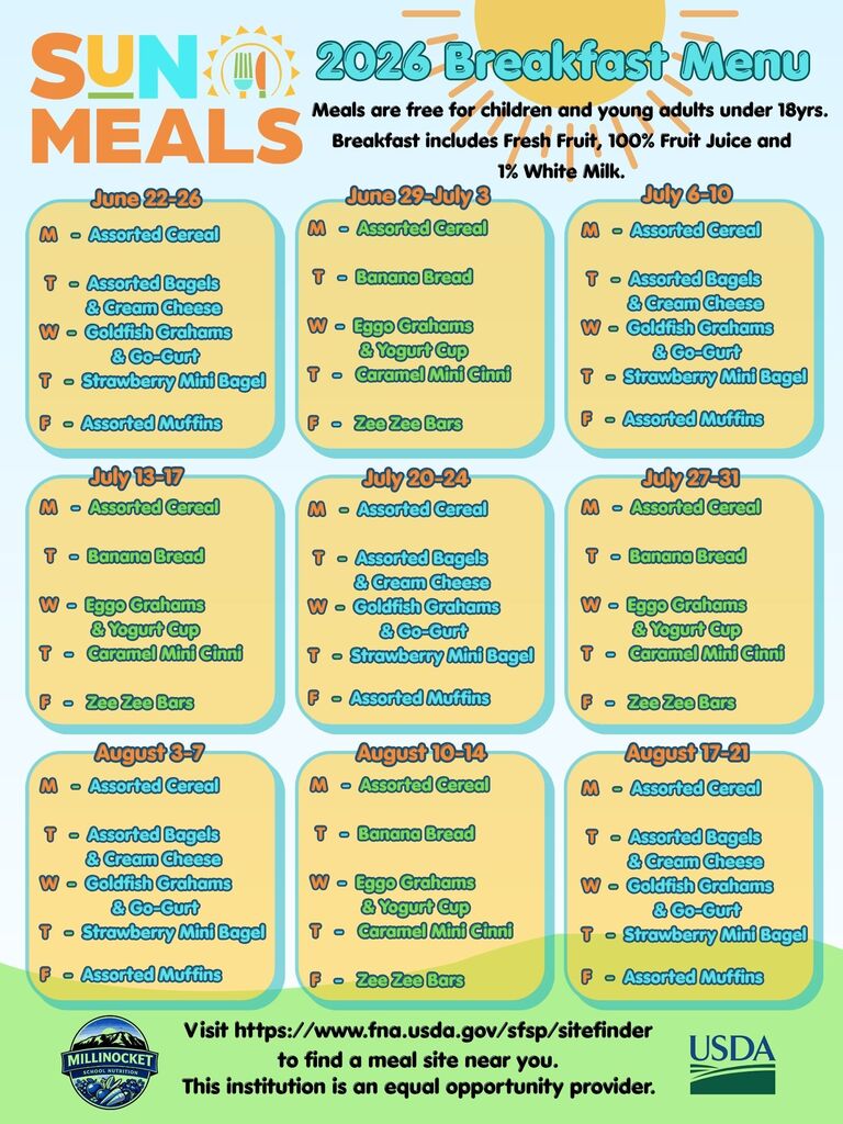 26 SunMeals Lunch Menu