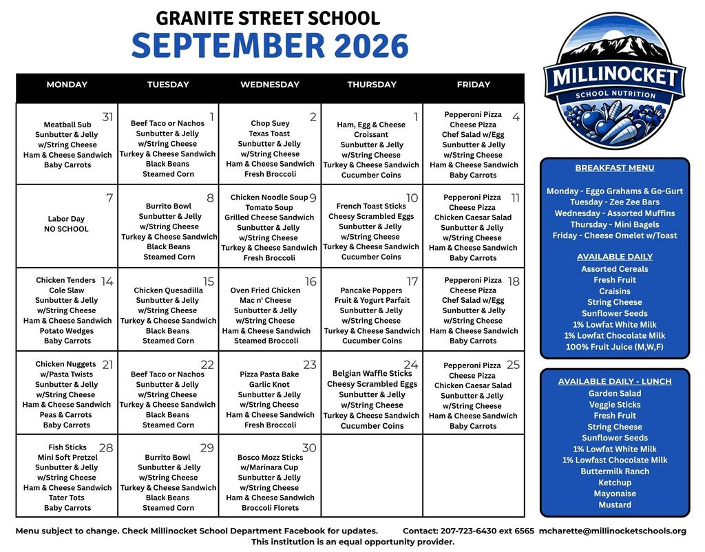 Granite Sept 26 Menu