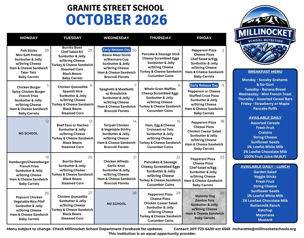 GSS Oct 26 Menu