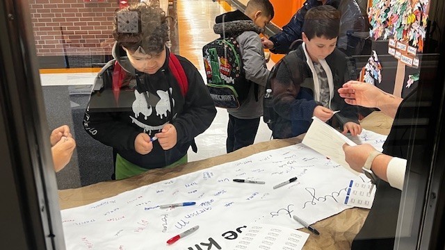 Each student received a sticker to wear for the day!