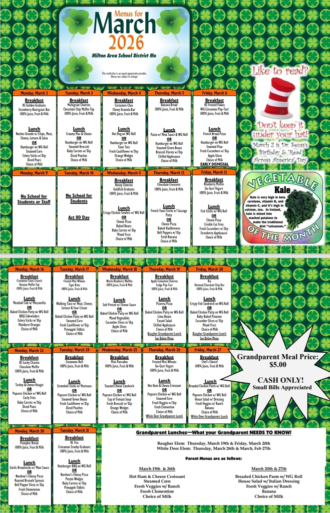 March Lunch Menu