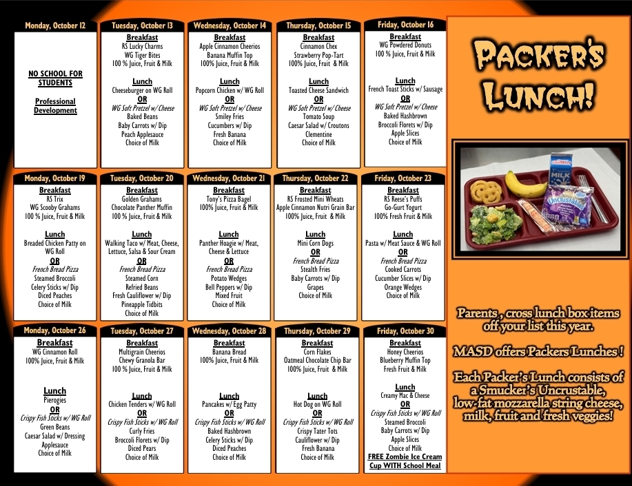 October Lunch Menu