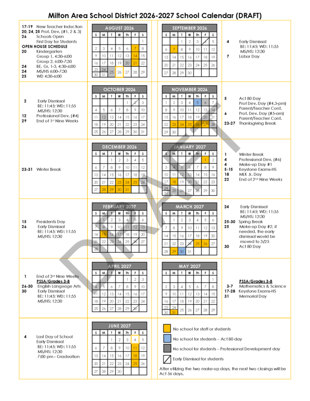 2026-2027 Calendar Draft