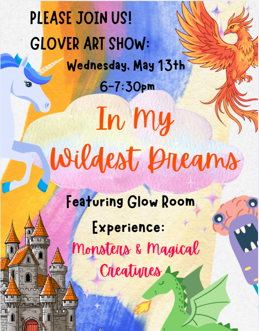 a fantasy-based background with a castle, dragon, monster, unicorn, and phoenix. lots of colors