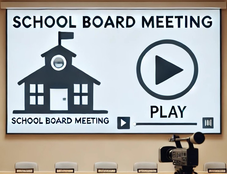DALL·E 2025-09-04 17.39.05 - A clean, professional image of an empty school board meeting room prepared for recording. The room features a long table with neatly arranged chairs a