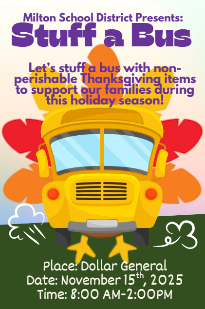 Thanksgiving Stuff a Bus - Saturday, November 15, 2025, at the Milton (NH) Dollar General.