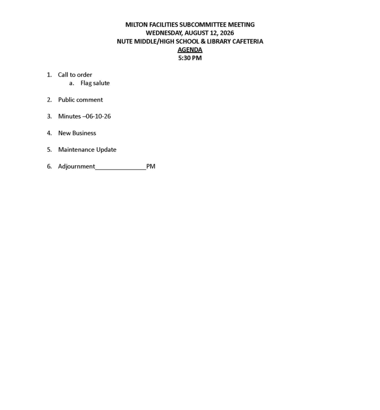 Agenda August 12, 2026