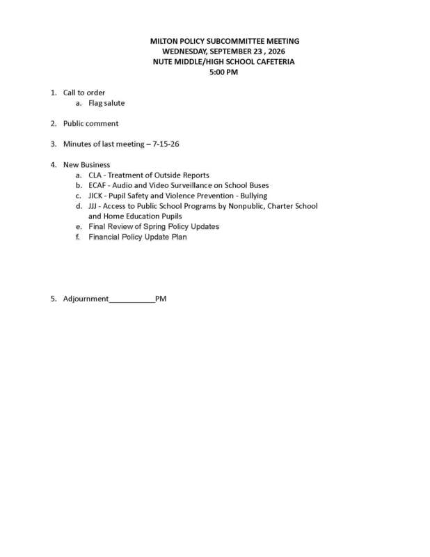 Policy Subcommittee Agenda September 23, 2026