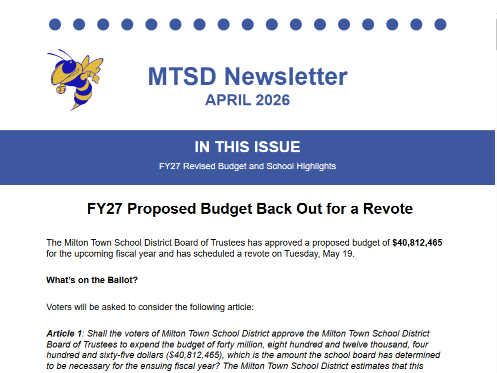 MTSD April Newsletter