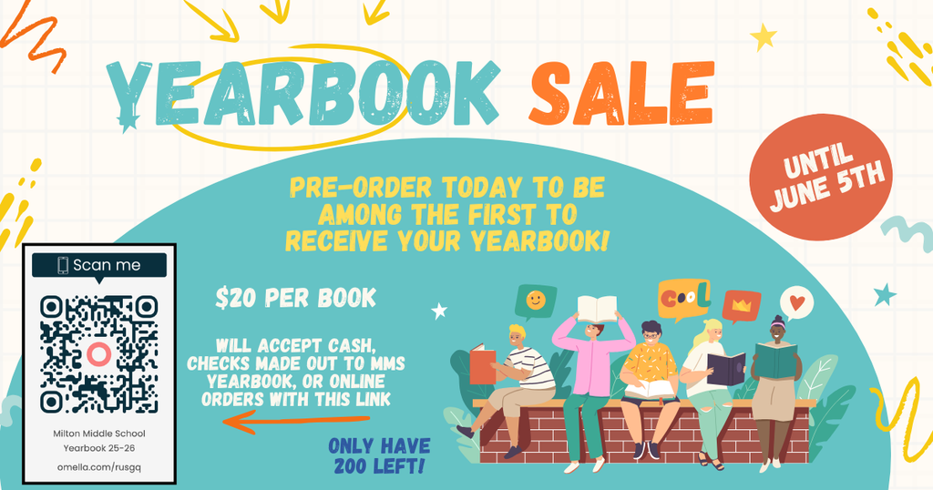 MMS Yearbook sale! Pre-order today to be among the first to receive your yearbook! $20 per book.