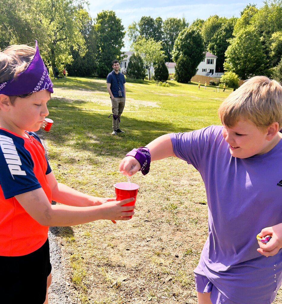 Students in relay race.