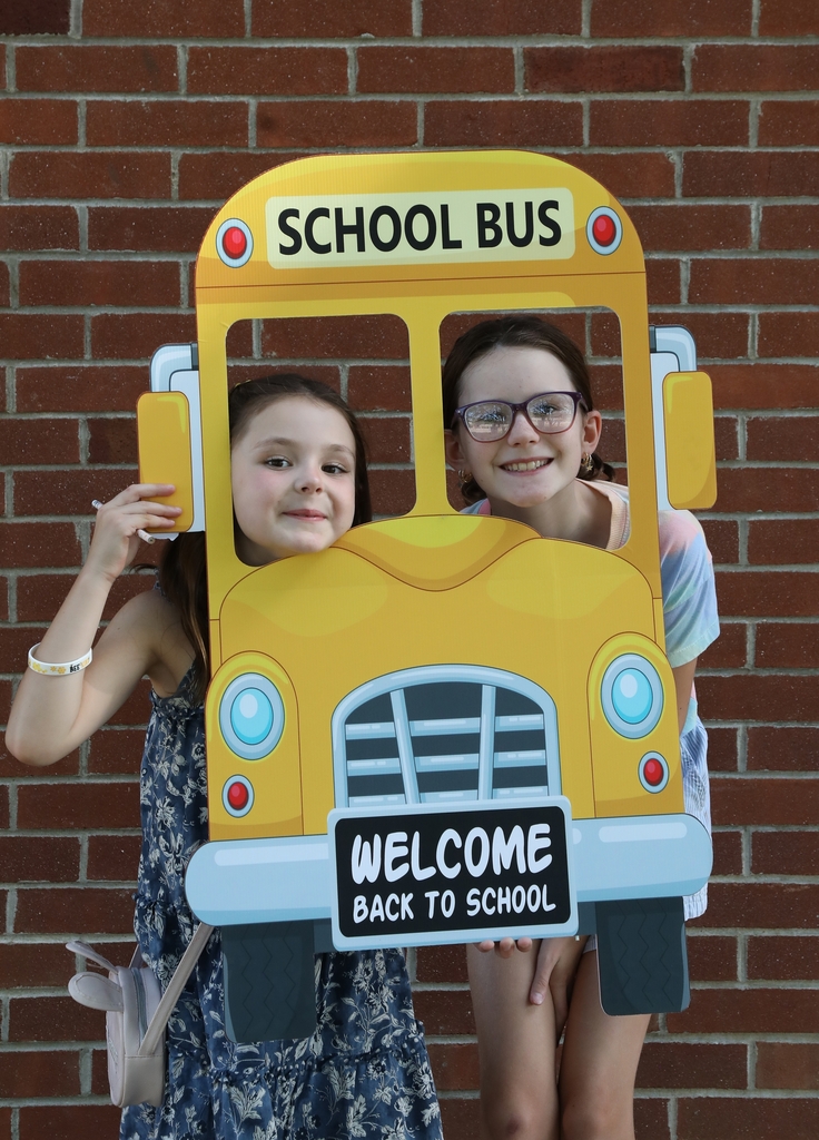 students with bus cut out
