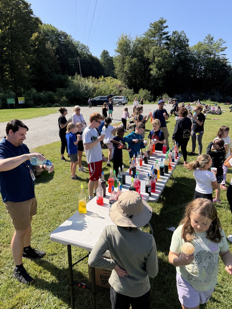 Students enjoying snow cones.