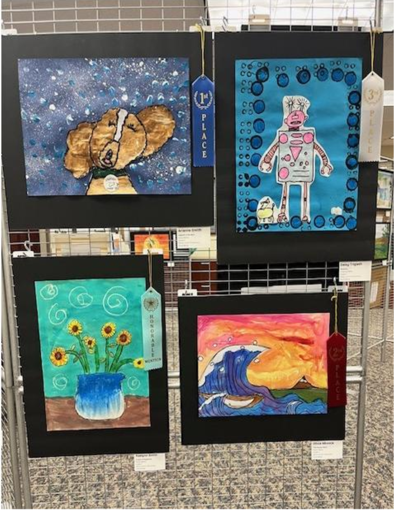 Artwork our elementary students had displayed in the Tipp City Area Arts Council Youth Art Exhibit.