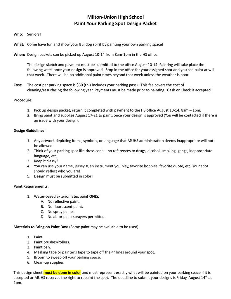 Parking Spot Design Packet
