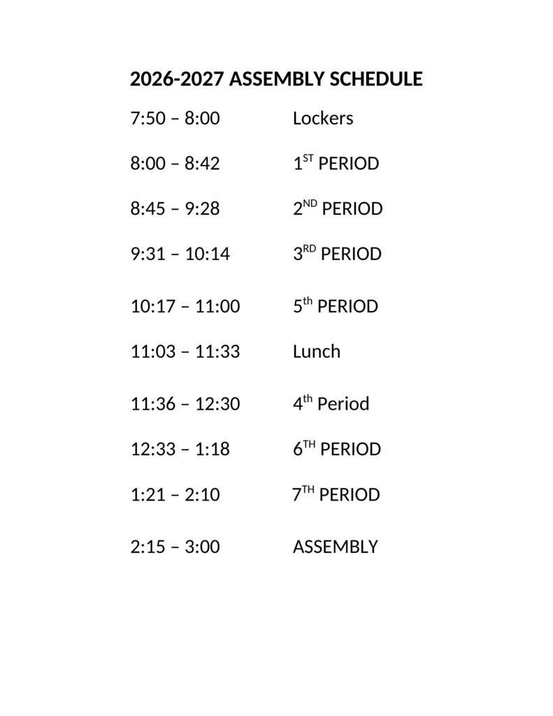 Adjusted Schedule