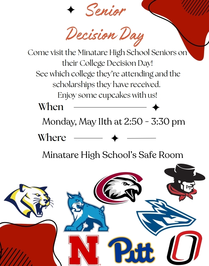 Senior Decision Day Monday May 11th 2:50-3:30pm MHS Safe Room