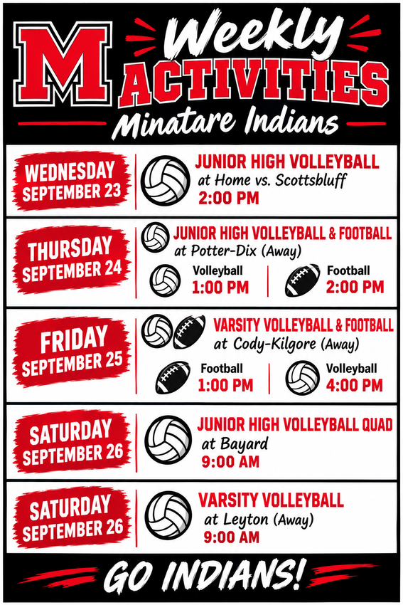 Activities for the rest of this week.