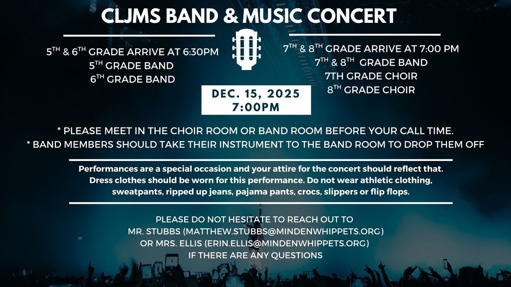 CLJMS Winter Concert Information