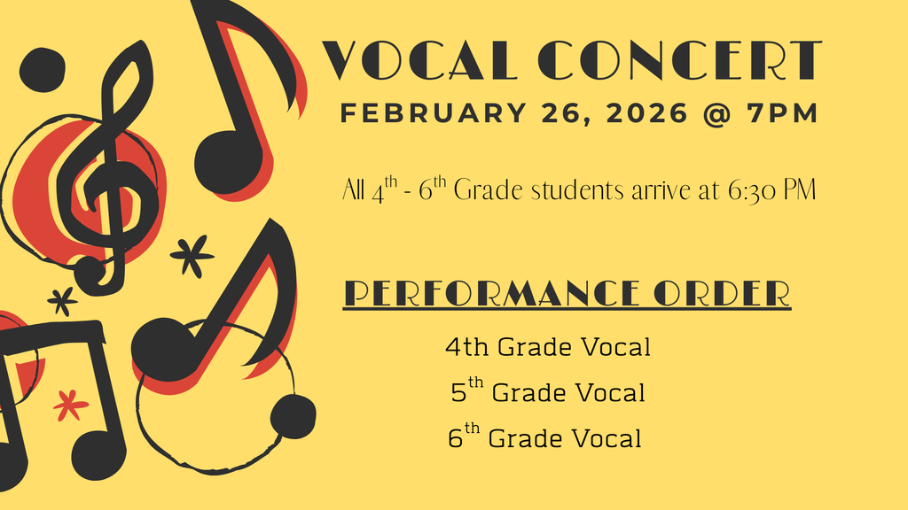 CLJMS 4th -6th Grade Vocal Concert information 