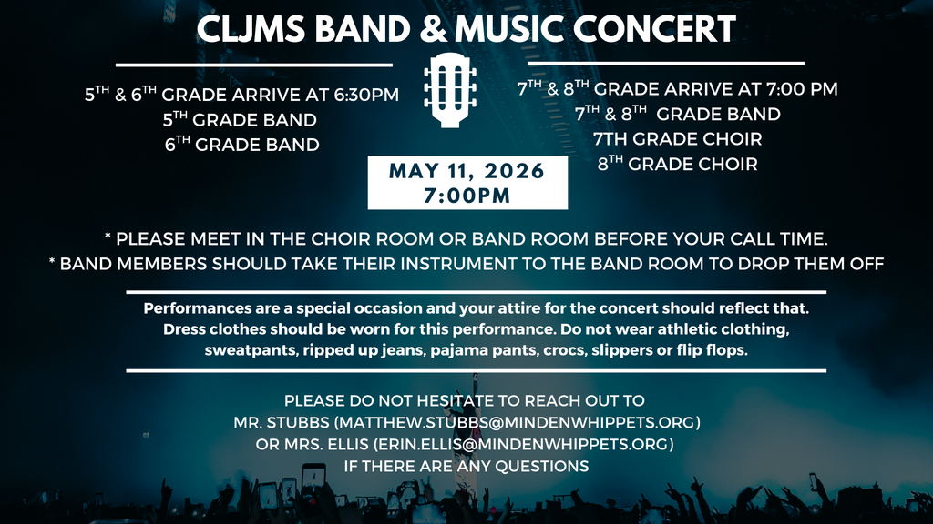CLJMS Spring Concert Information 