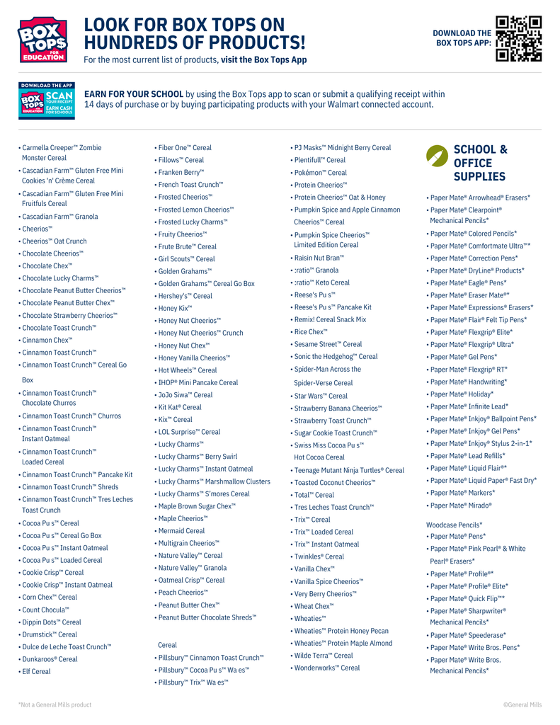 Box Tops List