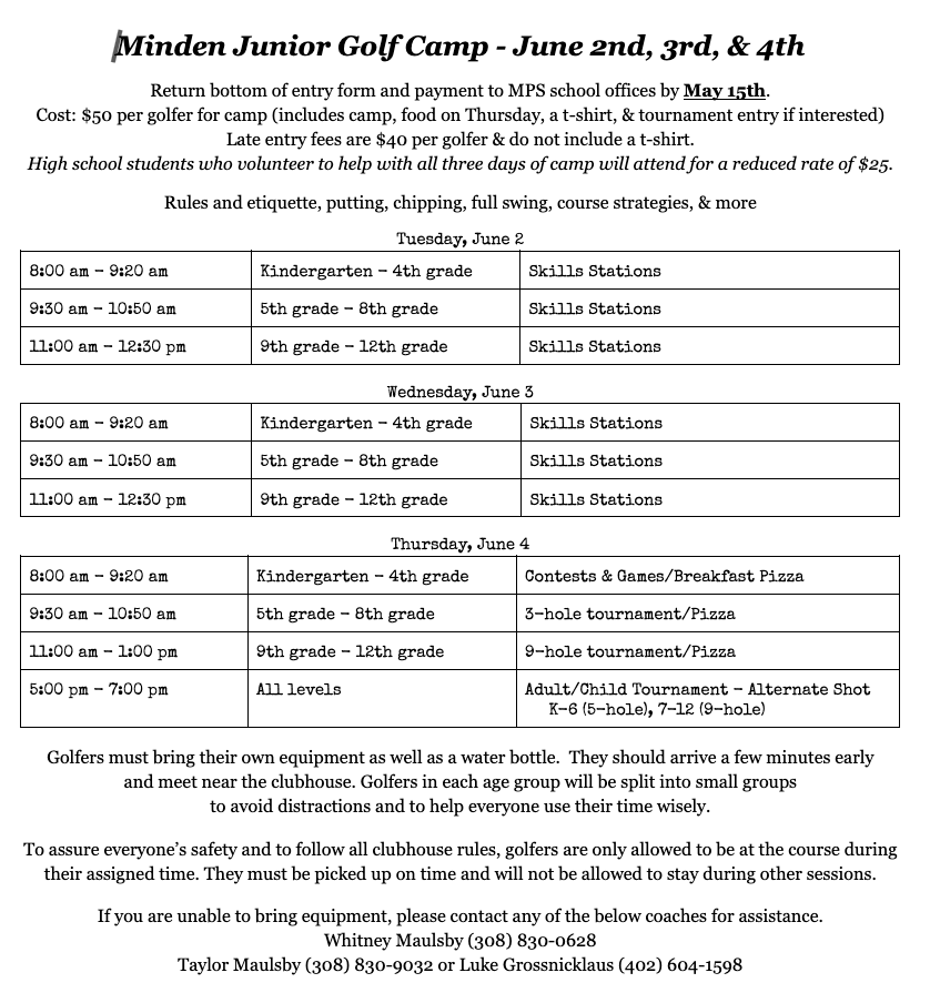 junior golf form