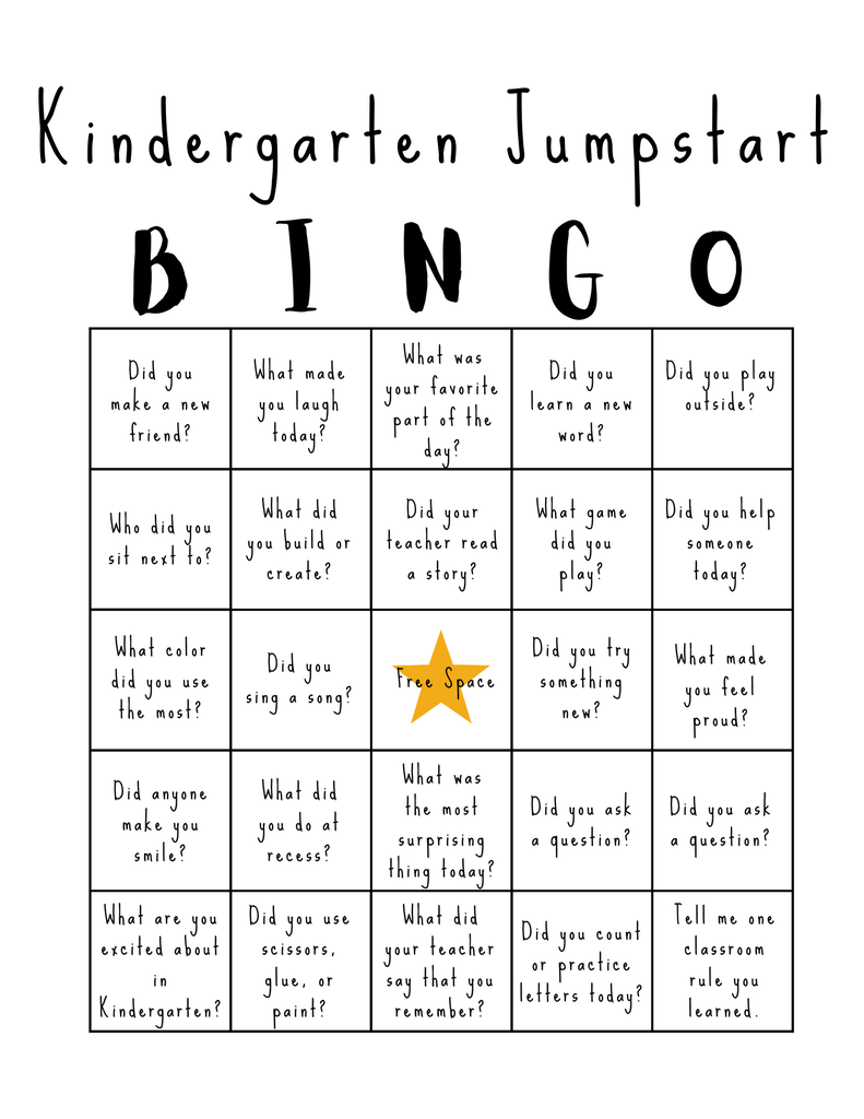 Kindergarten Bingo