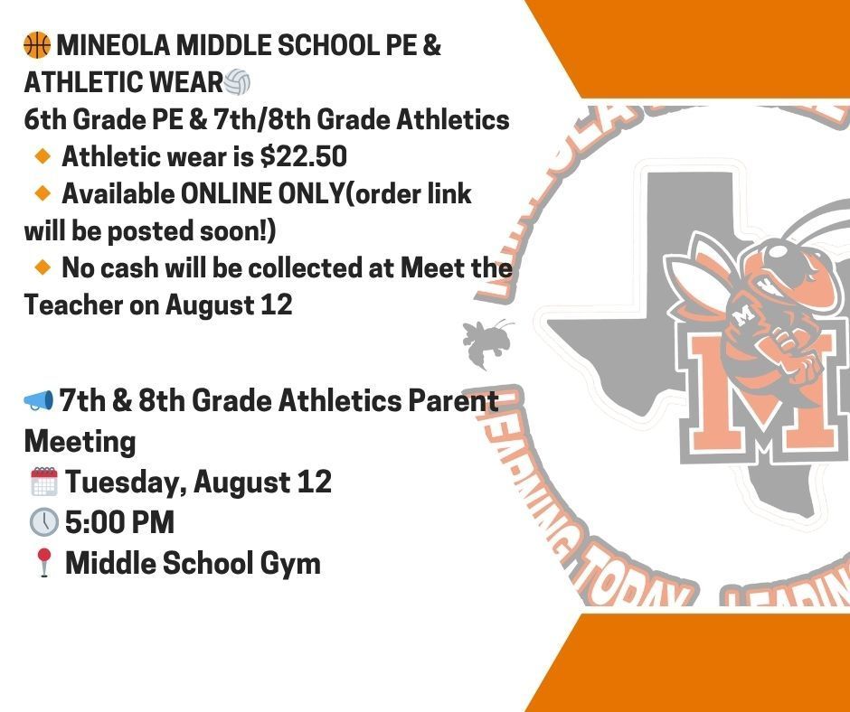 Updates for PE and Athletics at MMS.