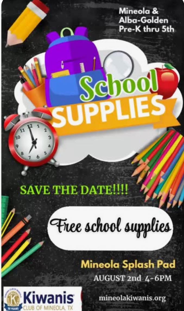 Back to School Supplies by Mineola Kiwanis Club