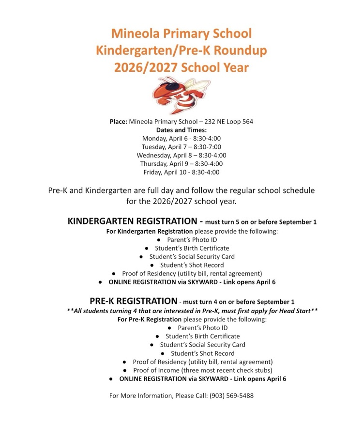 Pre-K and Kindergarten Round Up