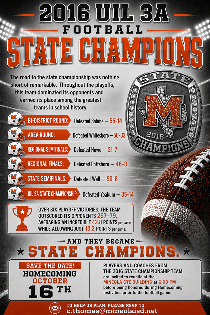 Honoring the 2016 State Championship Football Team