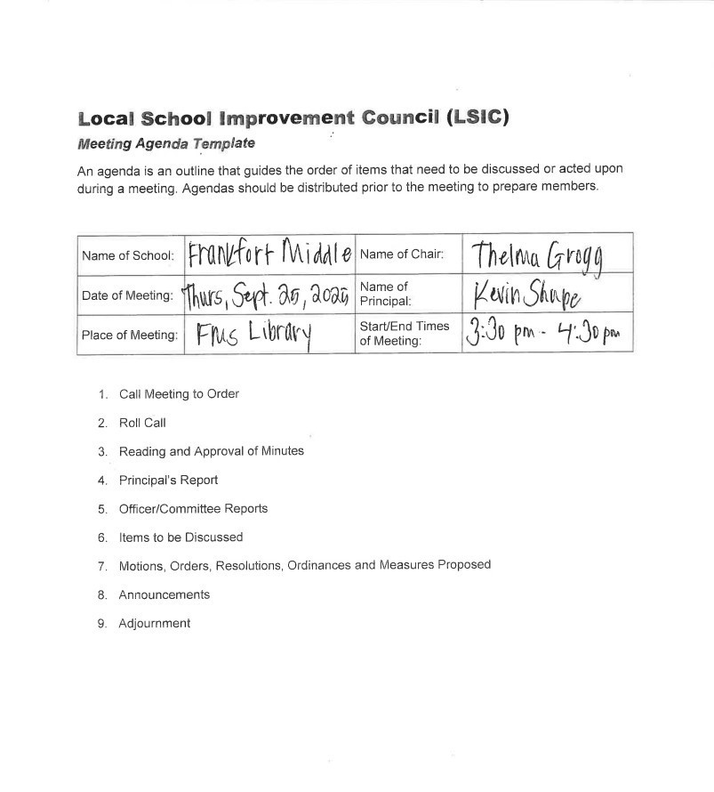 LSIC Meeting & Agenda