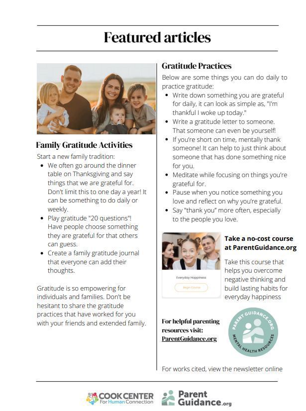 Check out the full article for Gratitude & Mental Health at ParentGuidance.org