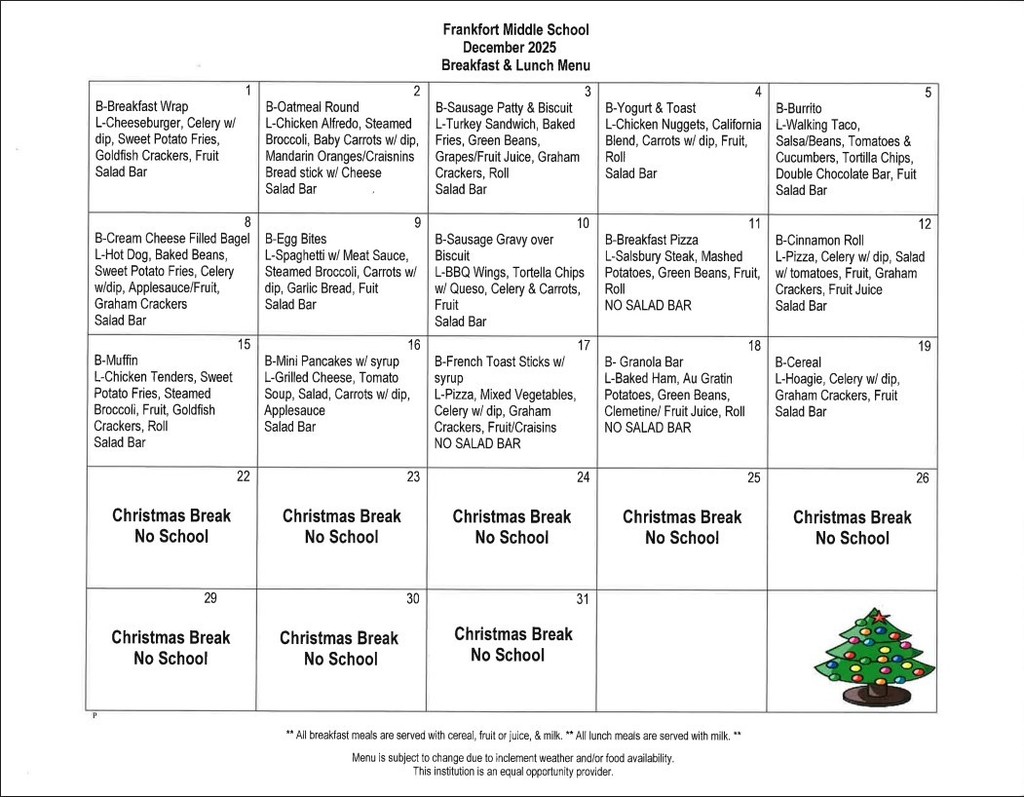 Dec 25 Menu