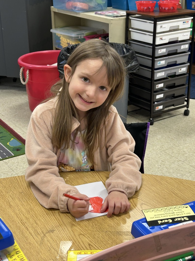 Students working on their Hearts Across America Valentines.