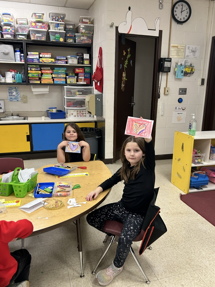 Students working on their Hearts Across America Valentines.
